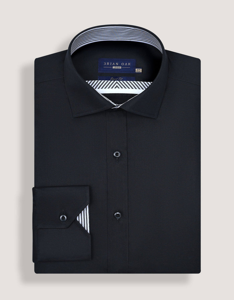Easy Care Black Satin Designer Shirt