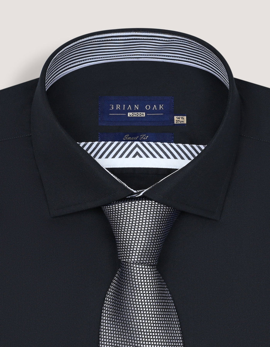 Easy Care Black Satin Designer Shirt