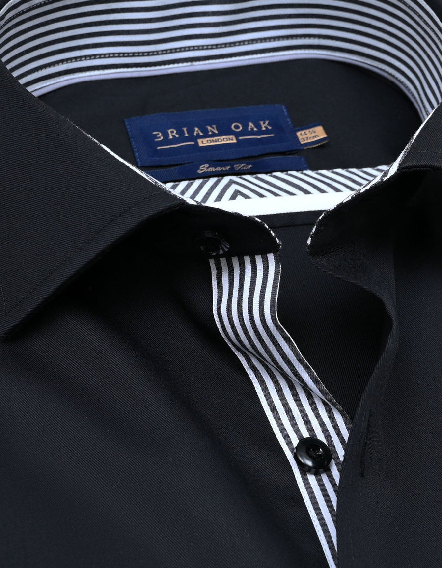 Easy Care Black Satin Designer Shirt