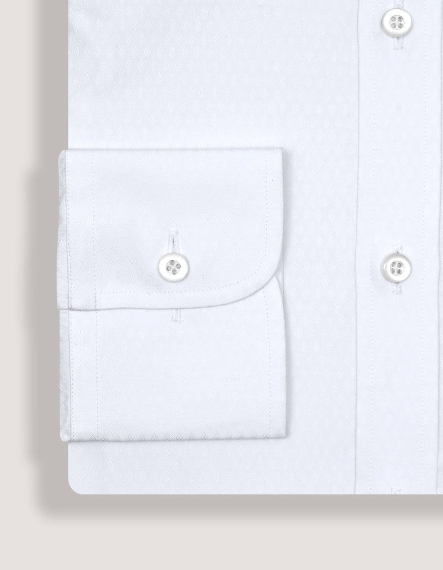 Self Textured White Formal Shirt