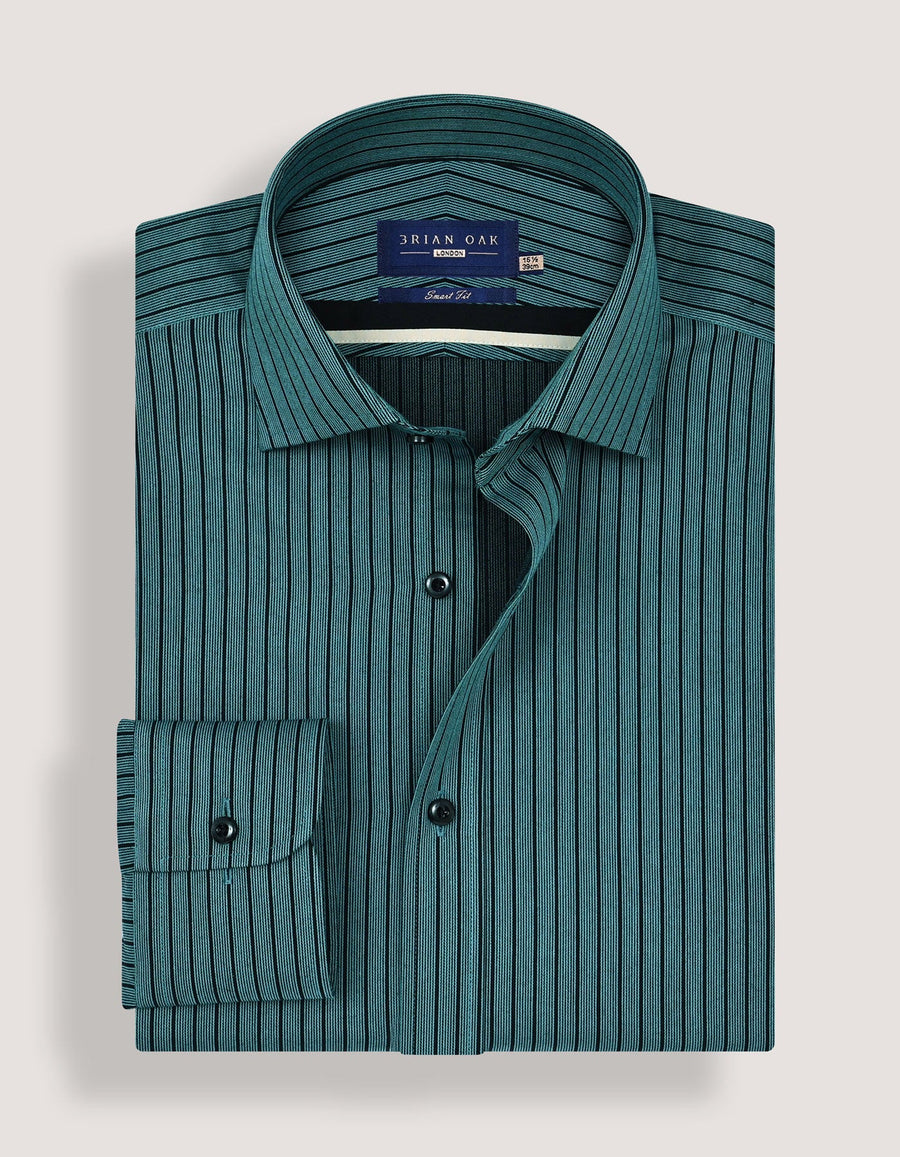 Sea Green Striped Dobby Shirt
