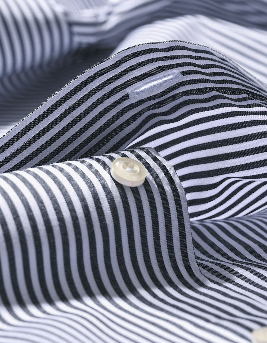 Black and White Striped Formal Shirt