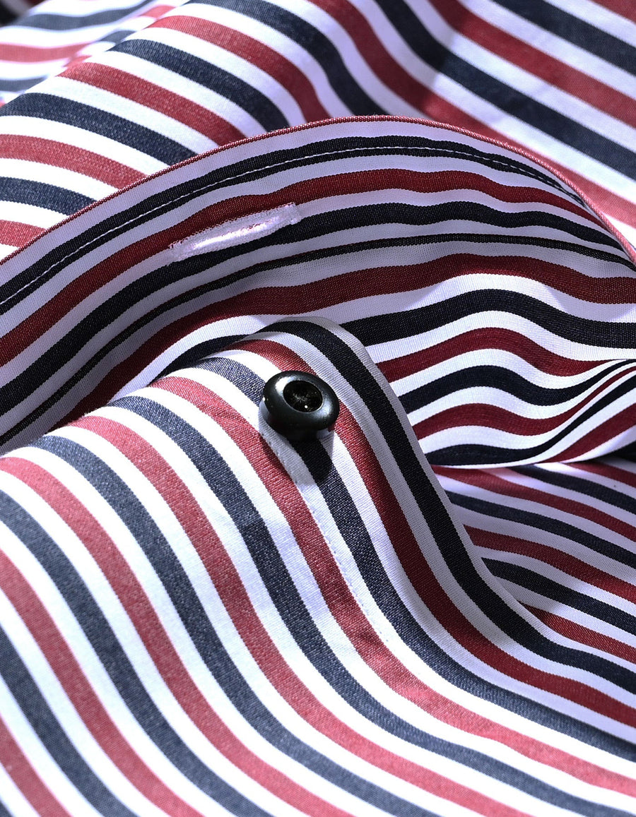 Maroon Striped Cotton Dress Shirt