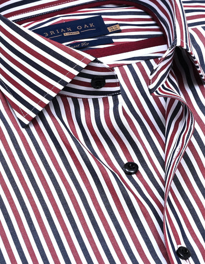Maroon Striped Cotton Dress Shirt
