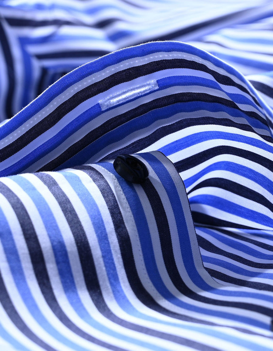 Sky Blue Striped Cotton Dress Shirt