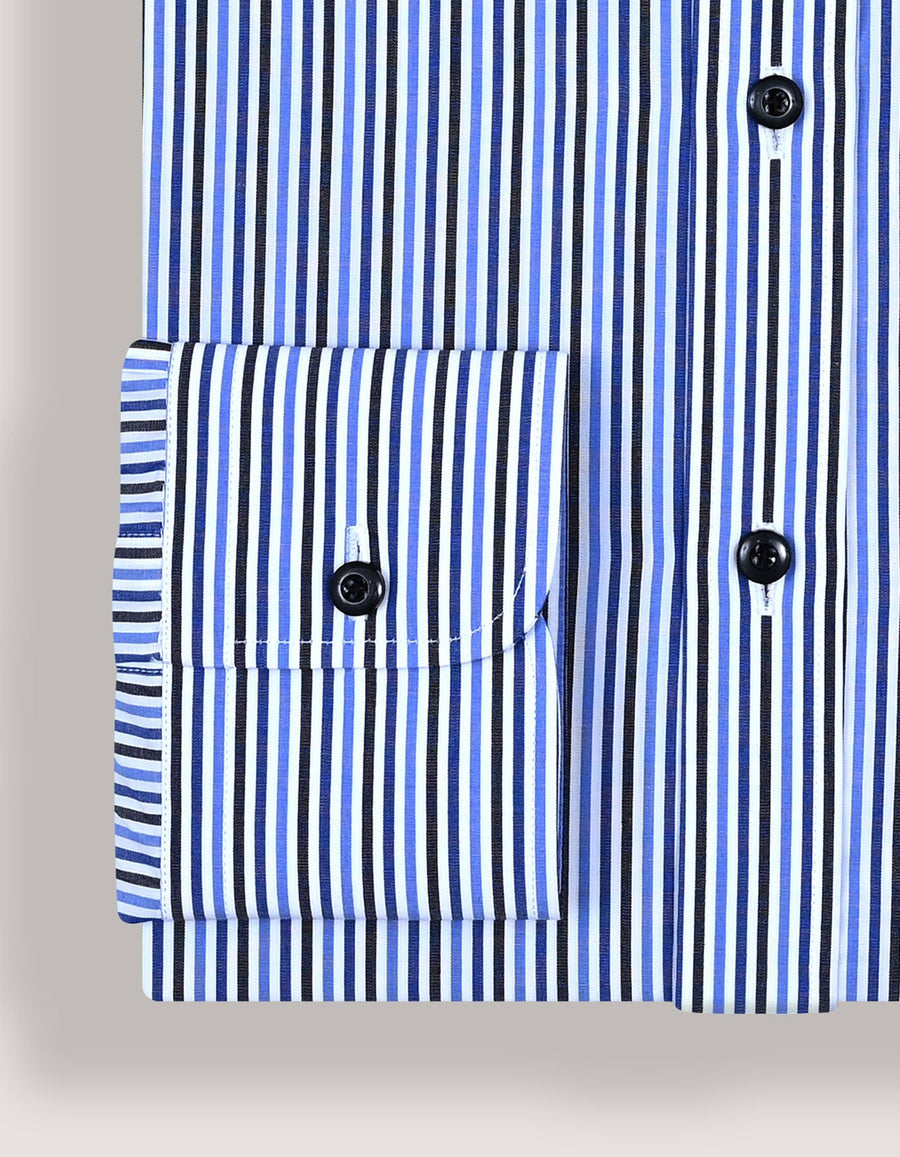Royal Blue and Navy Striped Formal Shirt