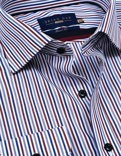 Maroon and White Striped Formal Shirt