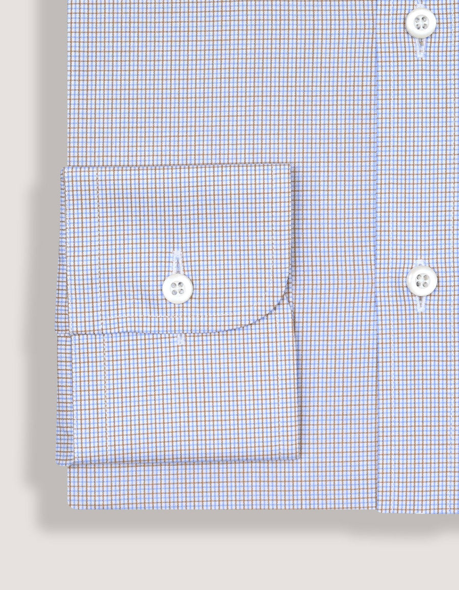 Light Brown Checkered Dress Shirt