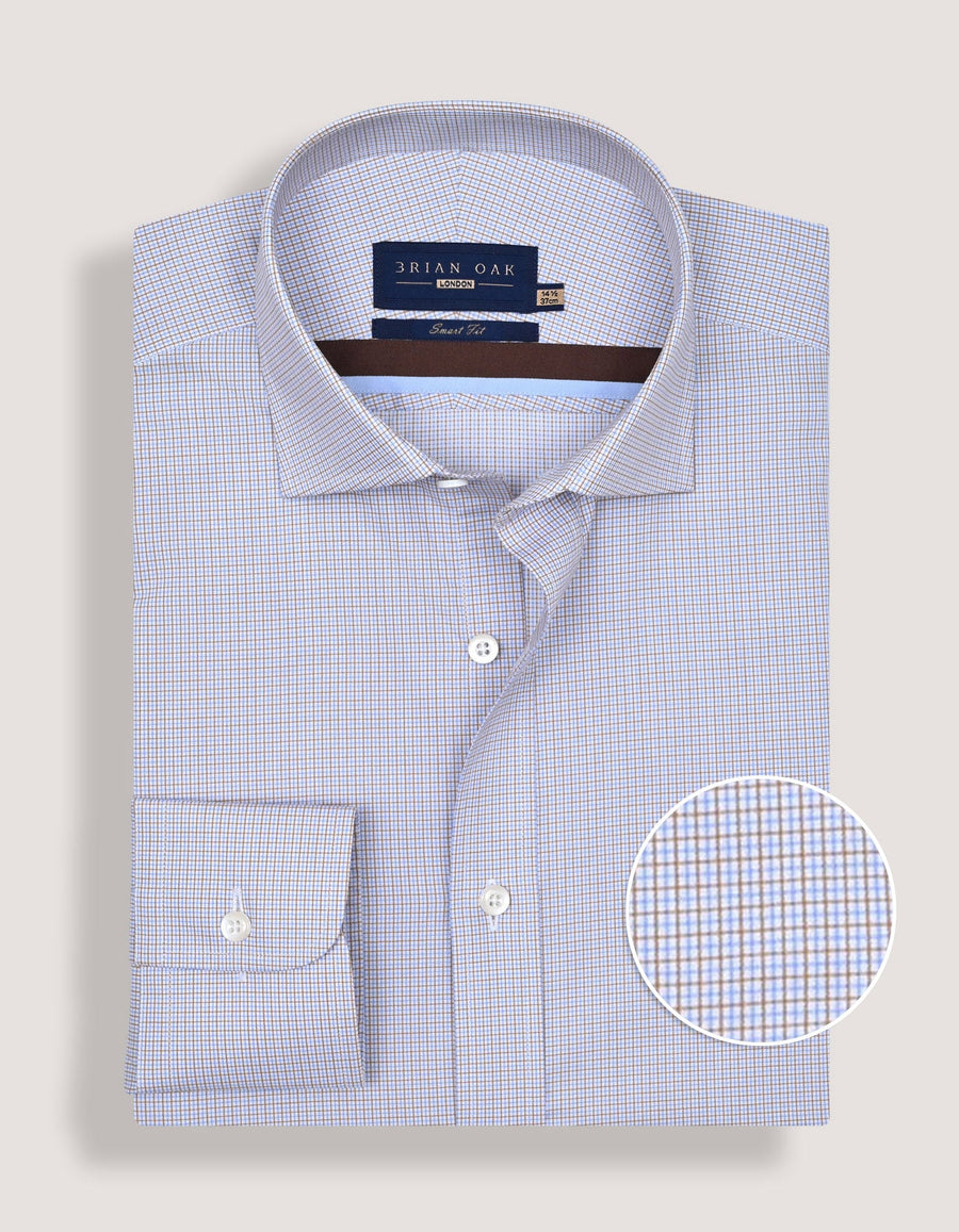 Light Brown Checkered Dress Shirt