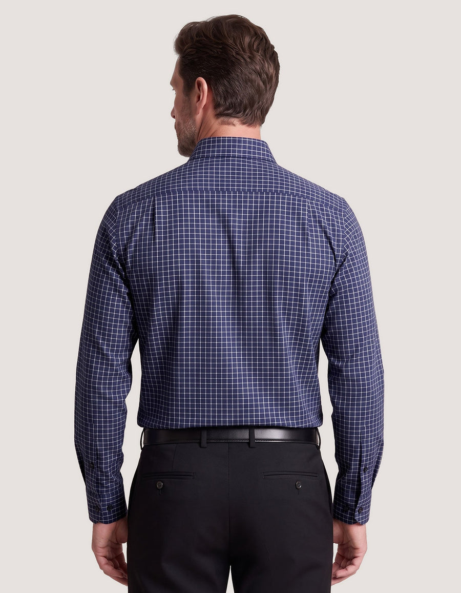 Navy Formal Blend Checkered Shirt