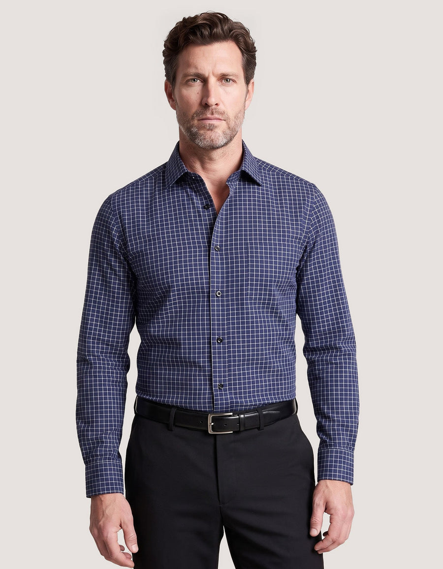 Navy Formal Blend Checkered Shirt