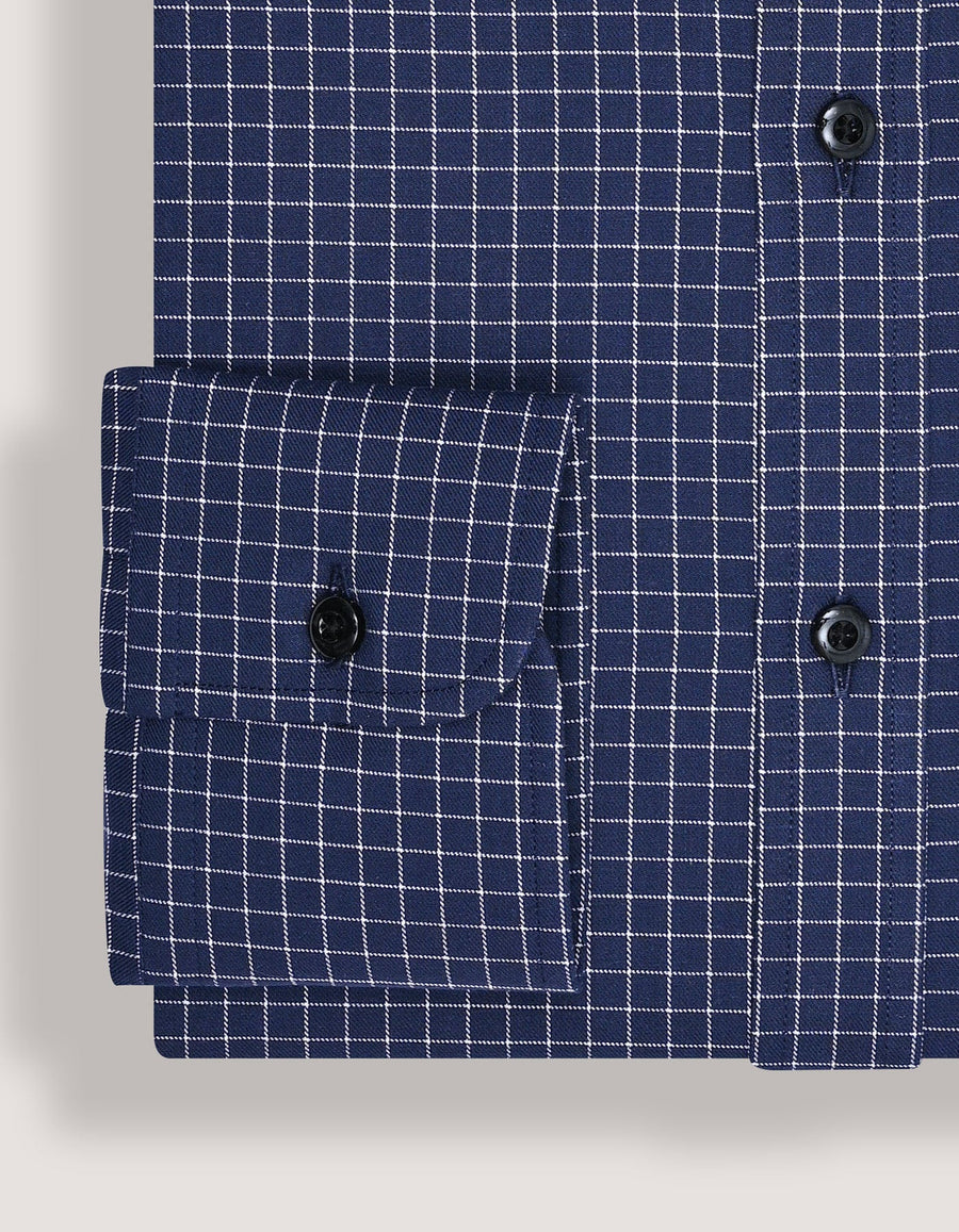 Navy Formal Blend Checkered Shirt