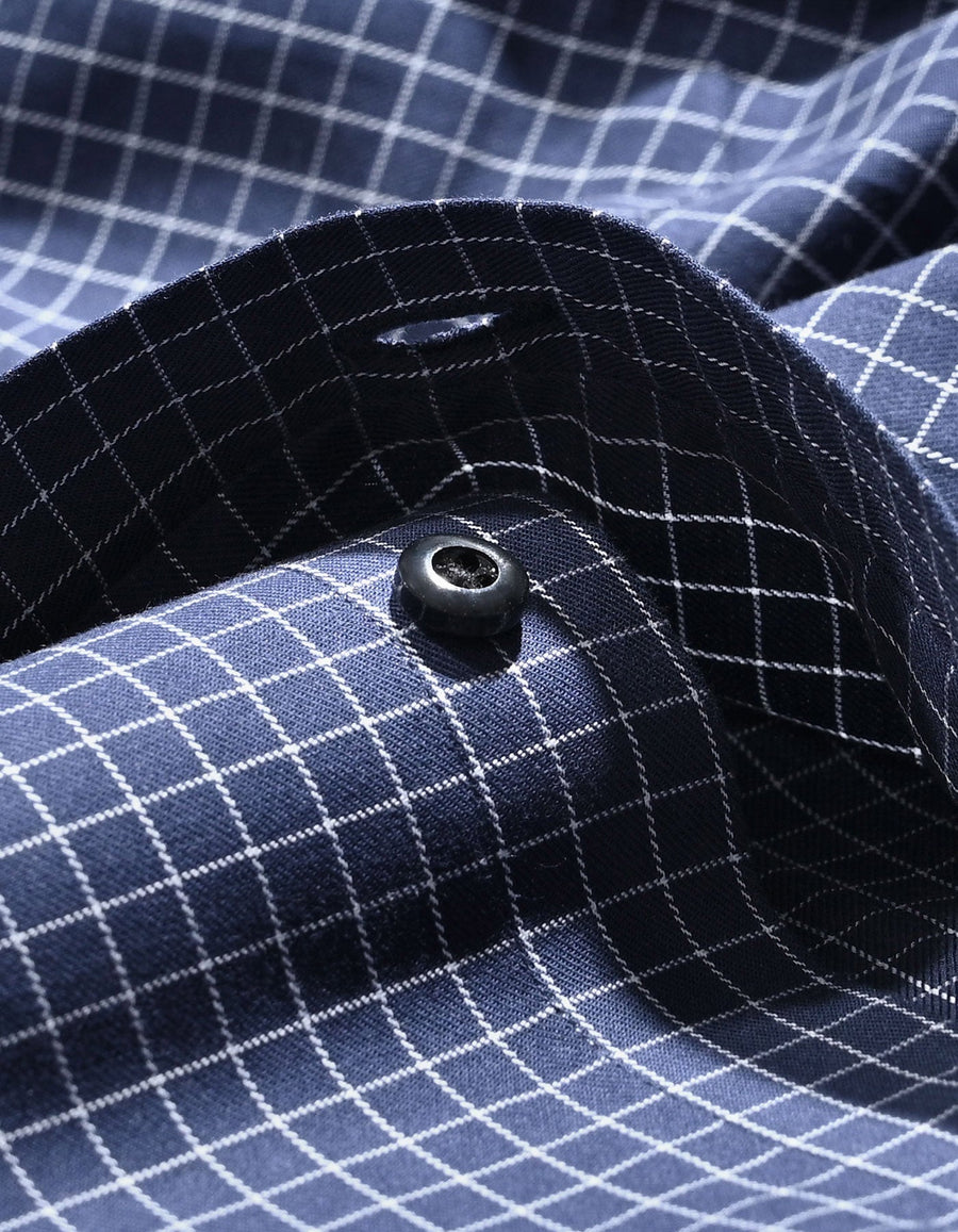Navy Formal Blend Checkered Shirt