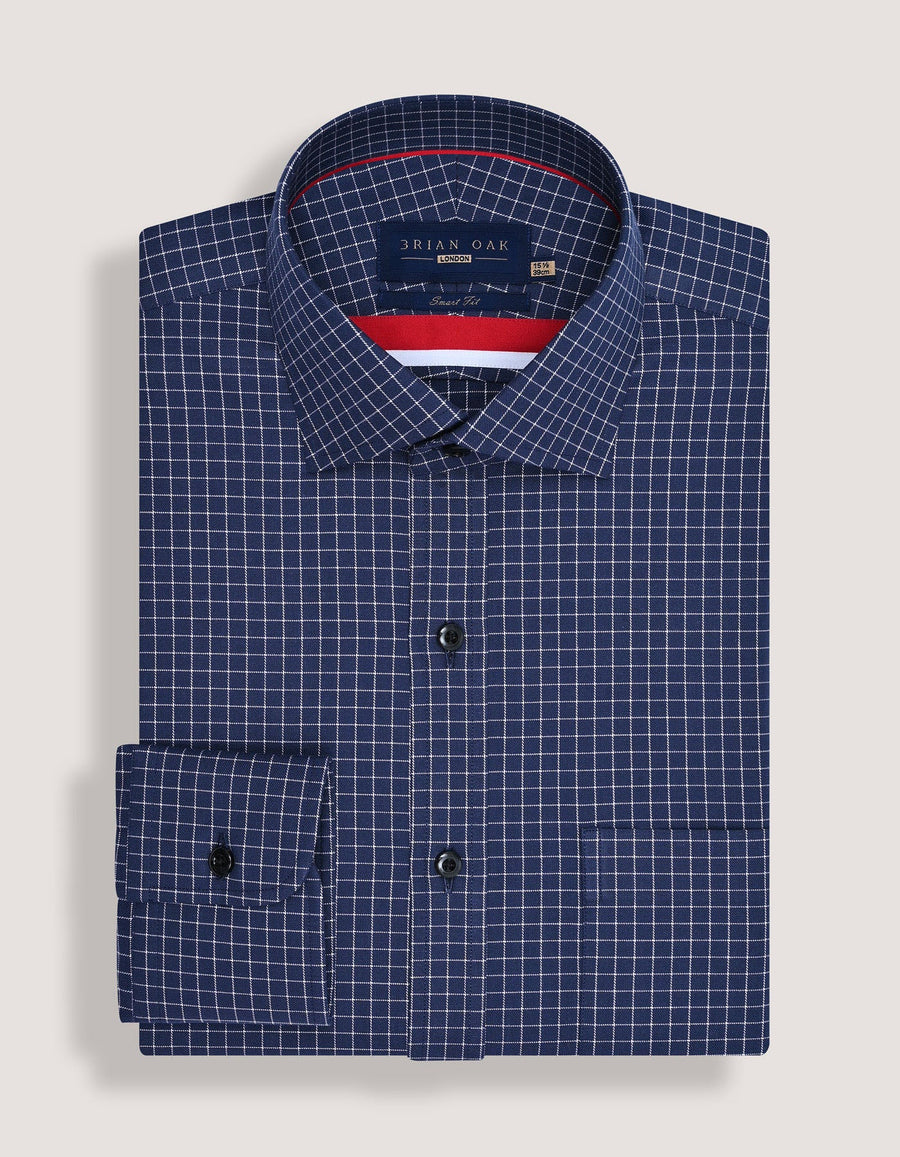 Navy Formal Blend Checkered Shirt