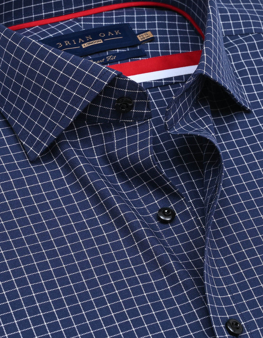Navy Formal Blend Checkered Shirt