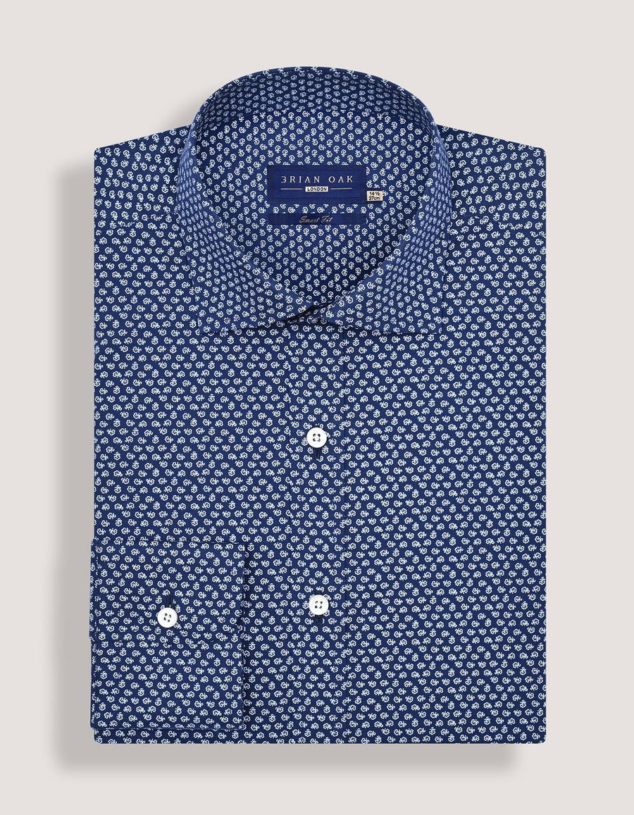 Patterned Dress Shirt - Oxford Blue