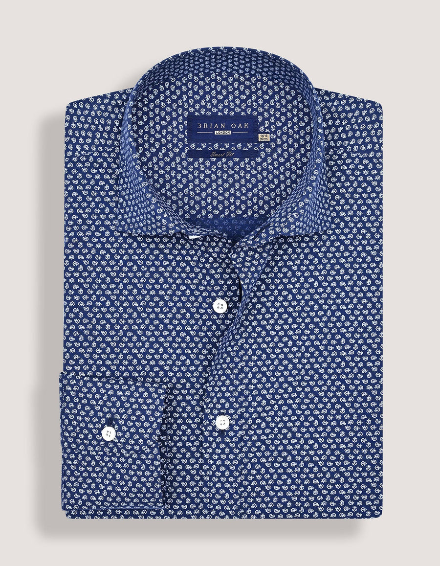 Patterned Dress Shirt - Oxford Blue