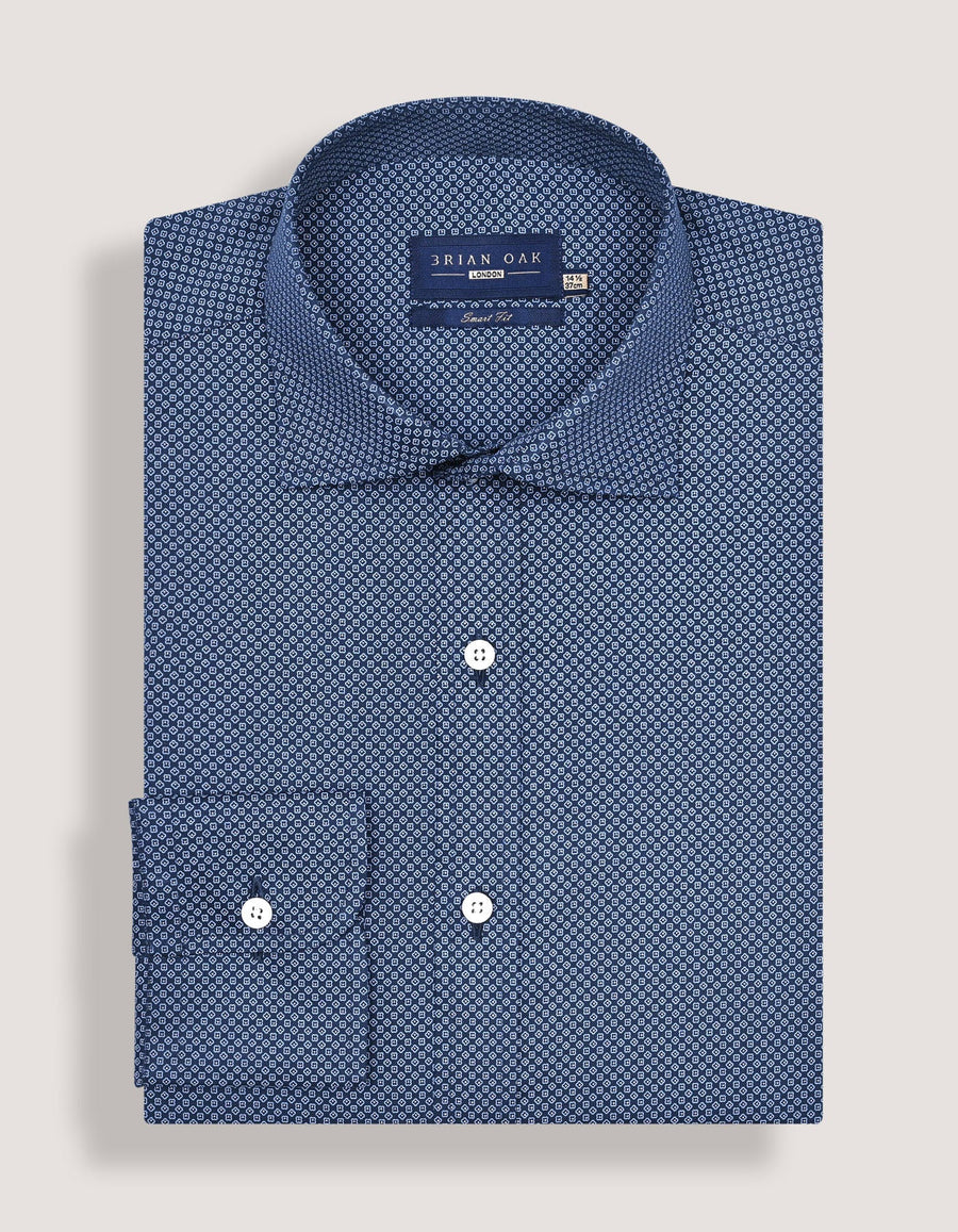 Mini Floral Print Shirt – Navy Blue