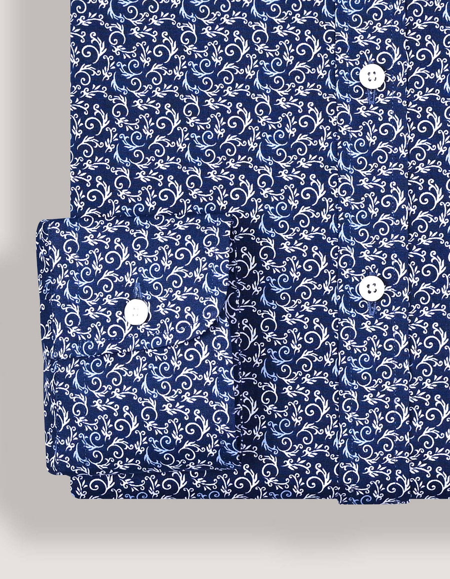 Mens Navy Paisley Print Formal Shirt