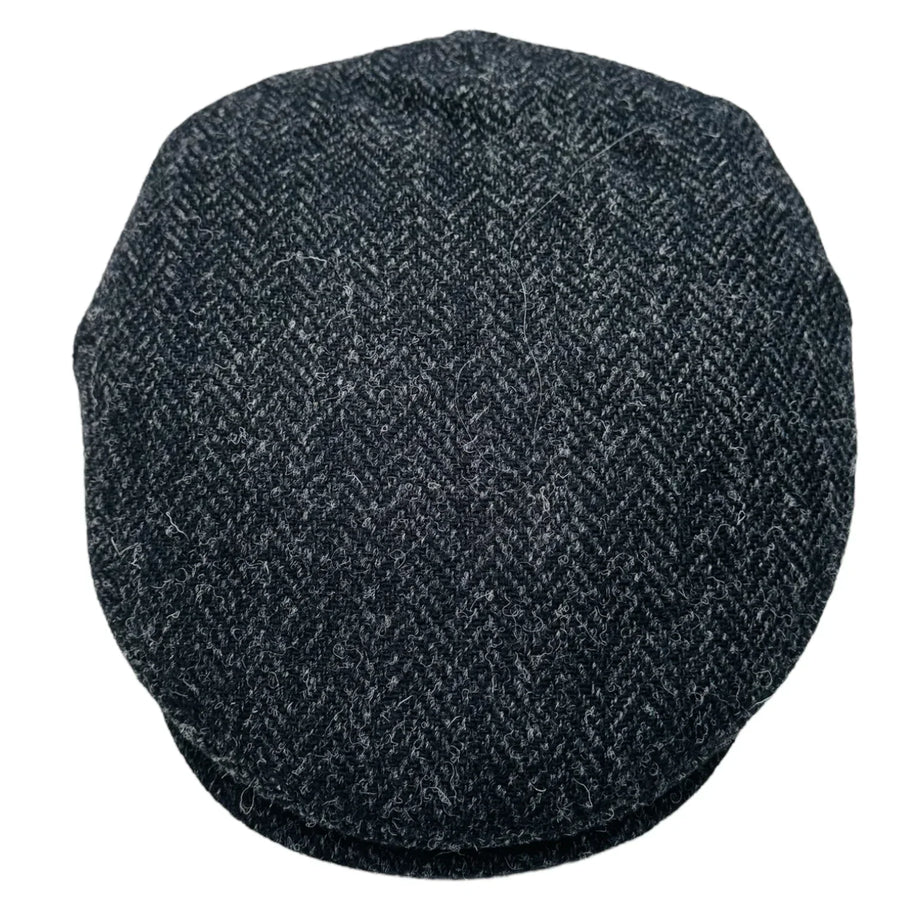 Harris Tweed Herringbone Flat Cap – Navy