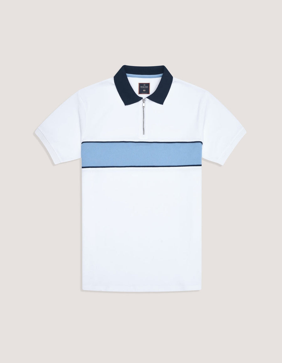 White Zip Neck Polo Shirt