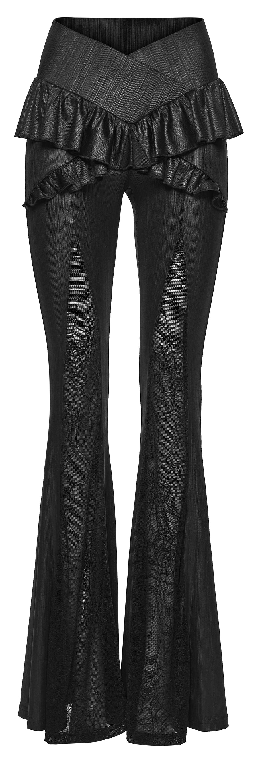 Punk Rave Bellatrix Goth Leggings Flares - Spiderweb Panel Alt Flared Trousers