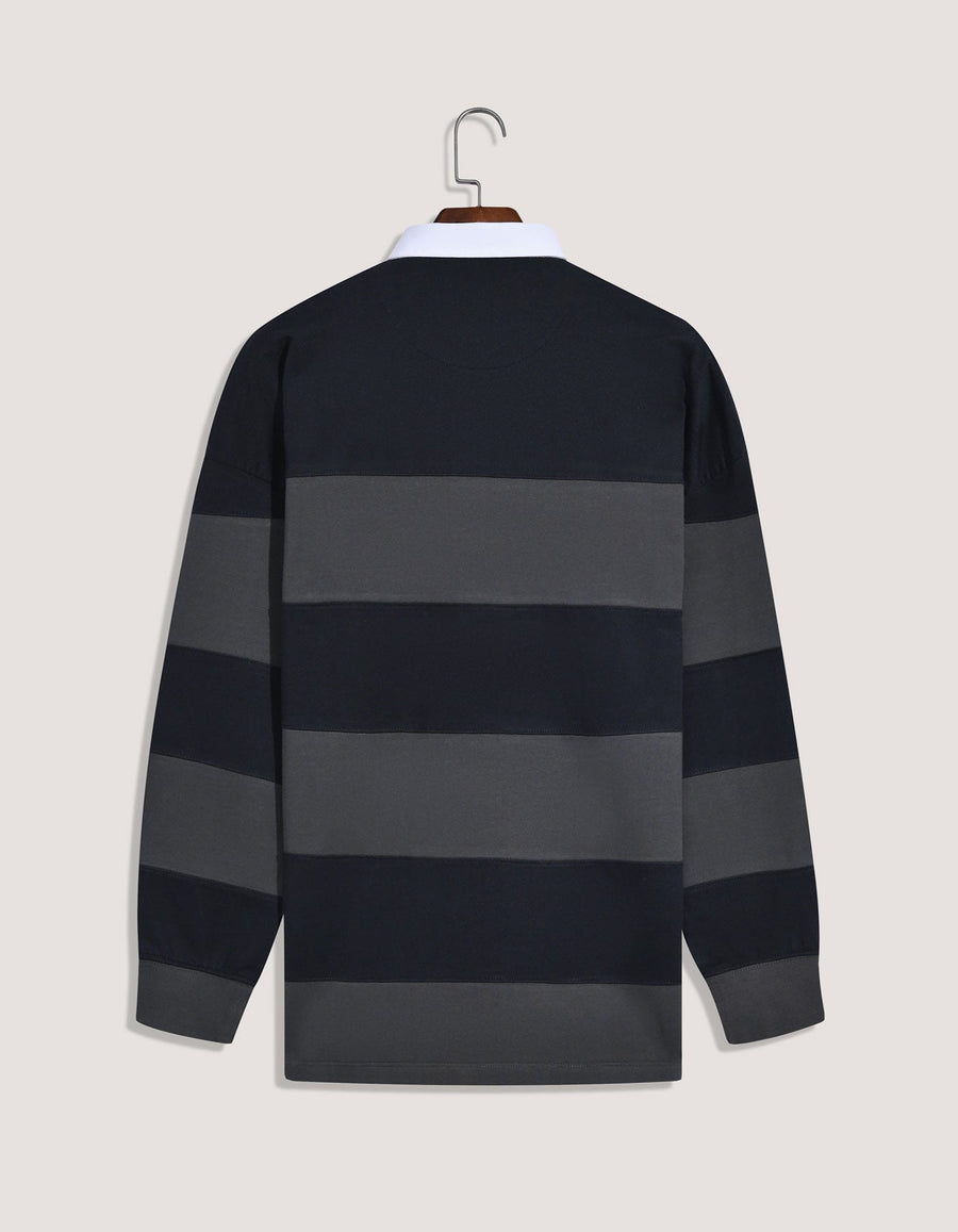 Black Striped Oversized Rugby Shirt