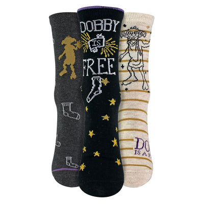 Ladies 3 Pack “Dobby Is Free” Harry Potter Socks