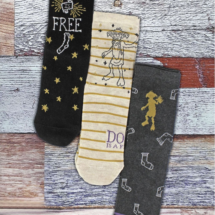 Ladies 3 Pack “Dobby Is Free” Harry Potter Socks