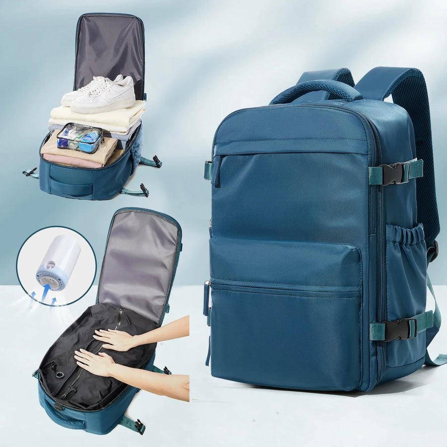 Vacuum Backpack Travel Bag for Men Large Capacity Backpack Business Laptop Backpack Women Men Expandable Backpack School Bag