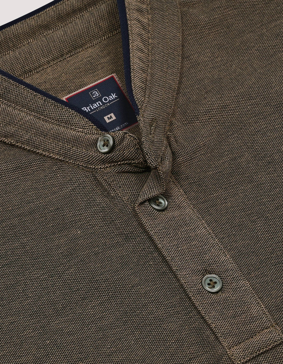 Contrast Navy Stand Collar Polo Shirt