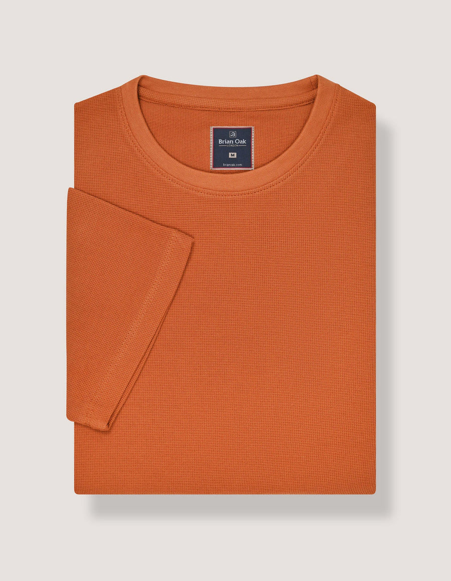 Fiery Rust Textured Cotton T-Shirt