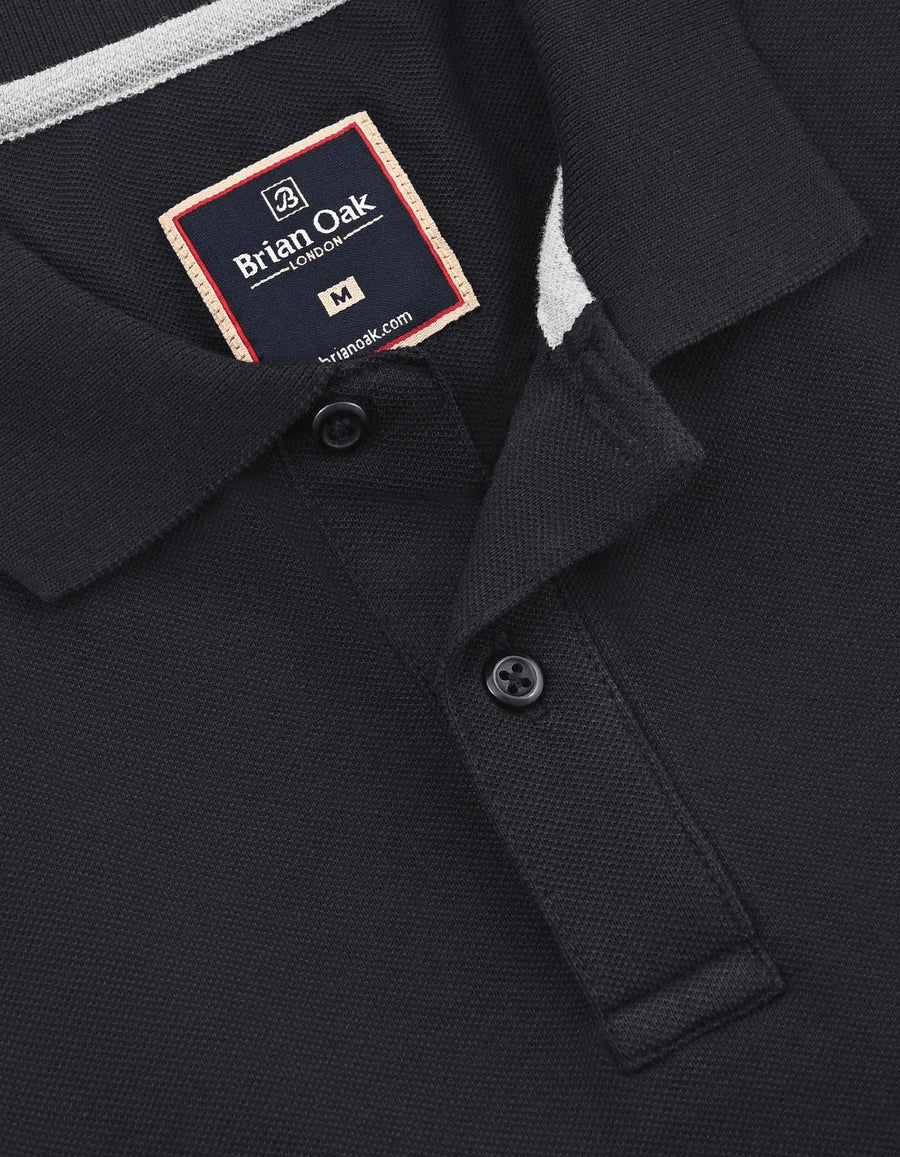 Black Regular Fit Cotton Polo Shirt