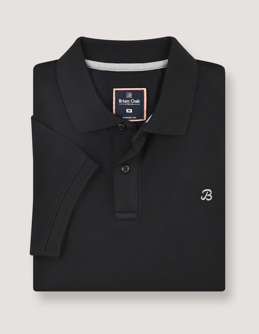 Black Regular Fit Cotton Polo Shirt