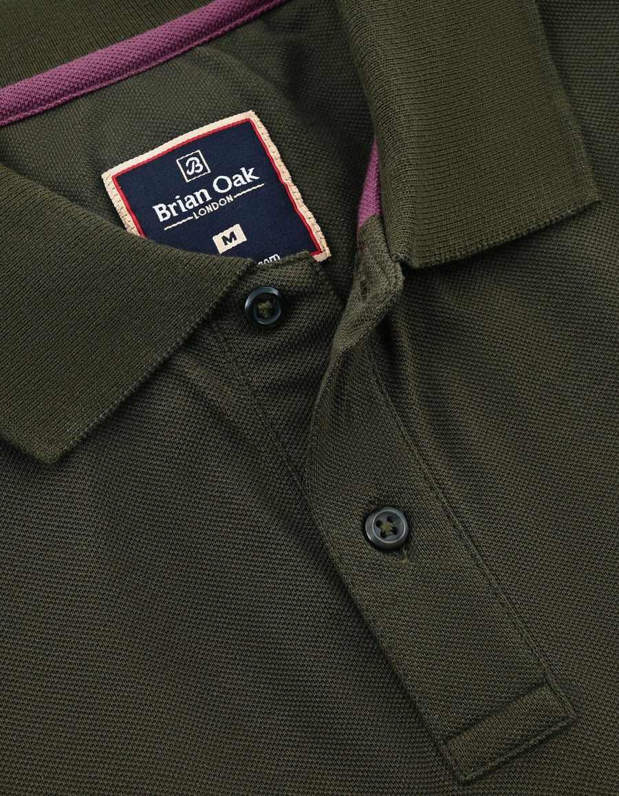 Olive Green  Regular Fit Cotton Polo Shirt