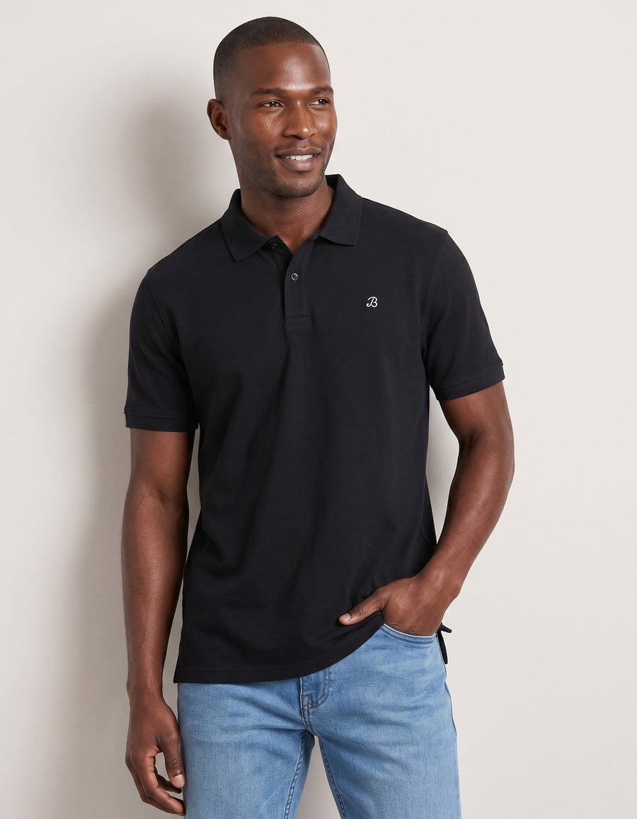 Black Regular Fit Cotton Polo Shirt