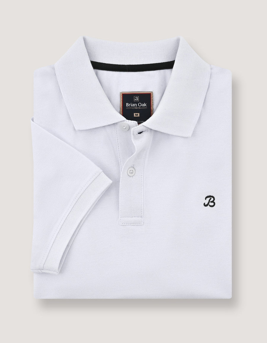 White Regular Fit Cotton Polo Shirt