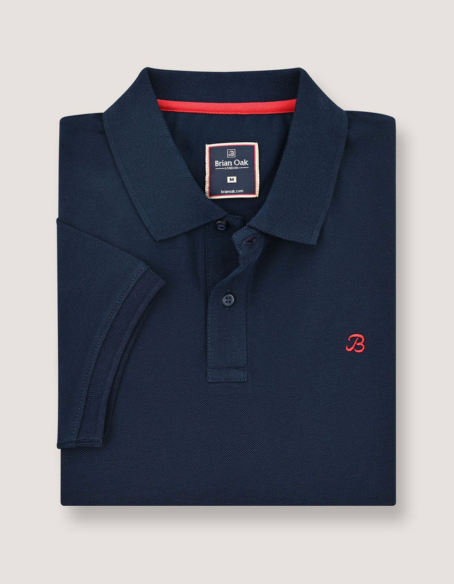 Navy Cotton Regular Fit Polo Shirt