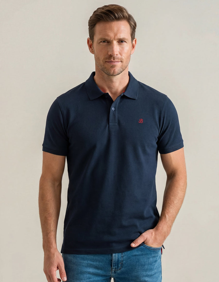 Navy Cotton Regular Fit Polo Shirt