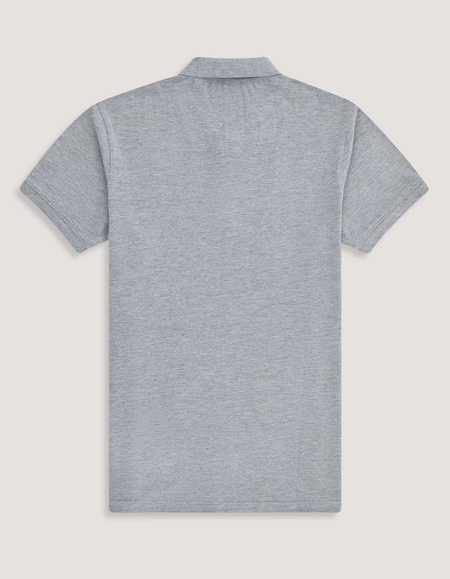 Heather Grey Regular Fit Cotton Polo Shirt
