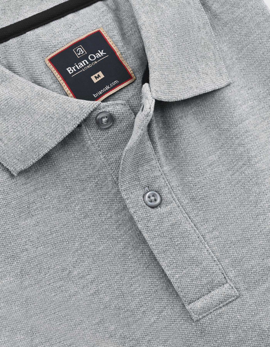 Heather Grey Regular Fit Cotton Polo Shirt
