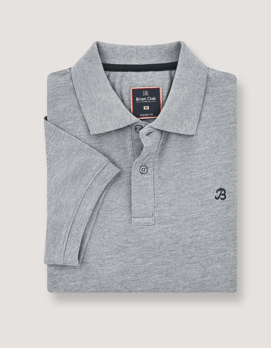 Heather Grey Regular Fit Cotton Polo Shirt