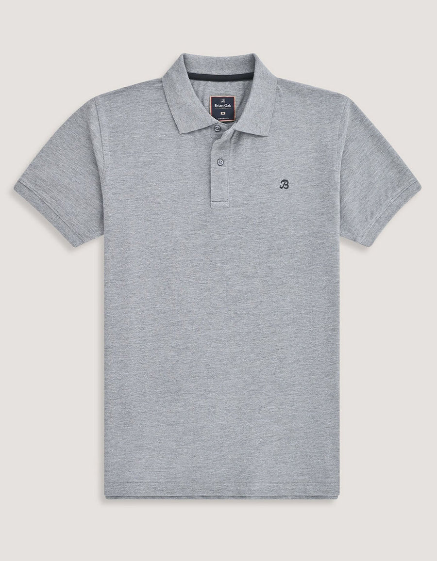 Heather Grey Regular Fit Cotton Polo Shirt