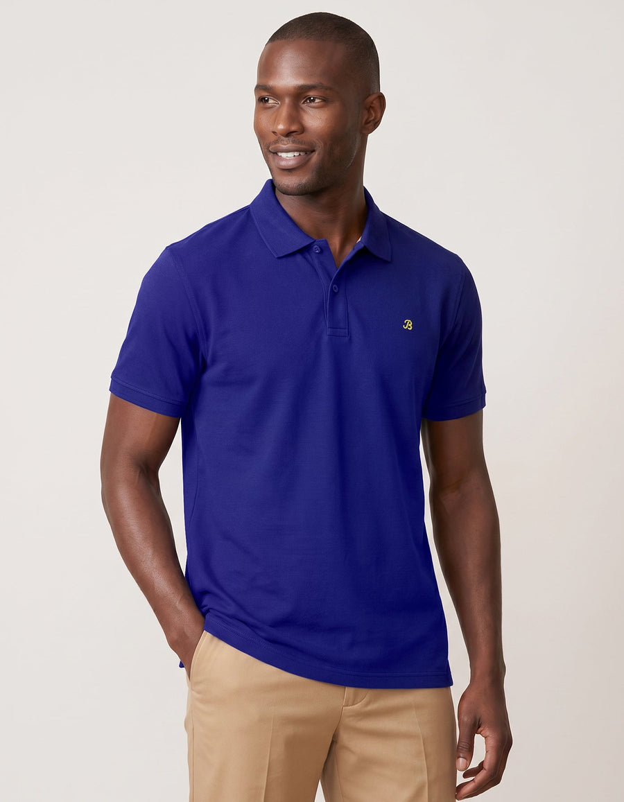 Blue Regular Fit Cotton Polo Shirt