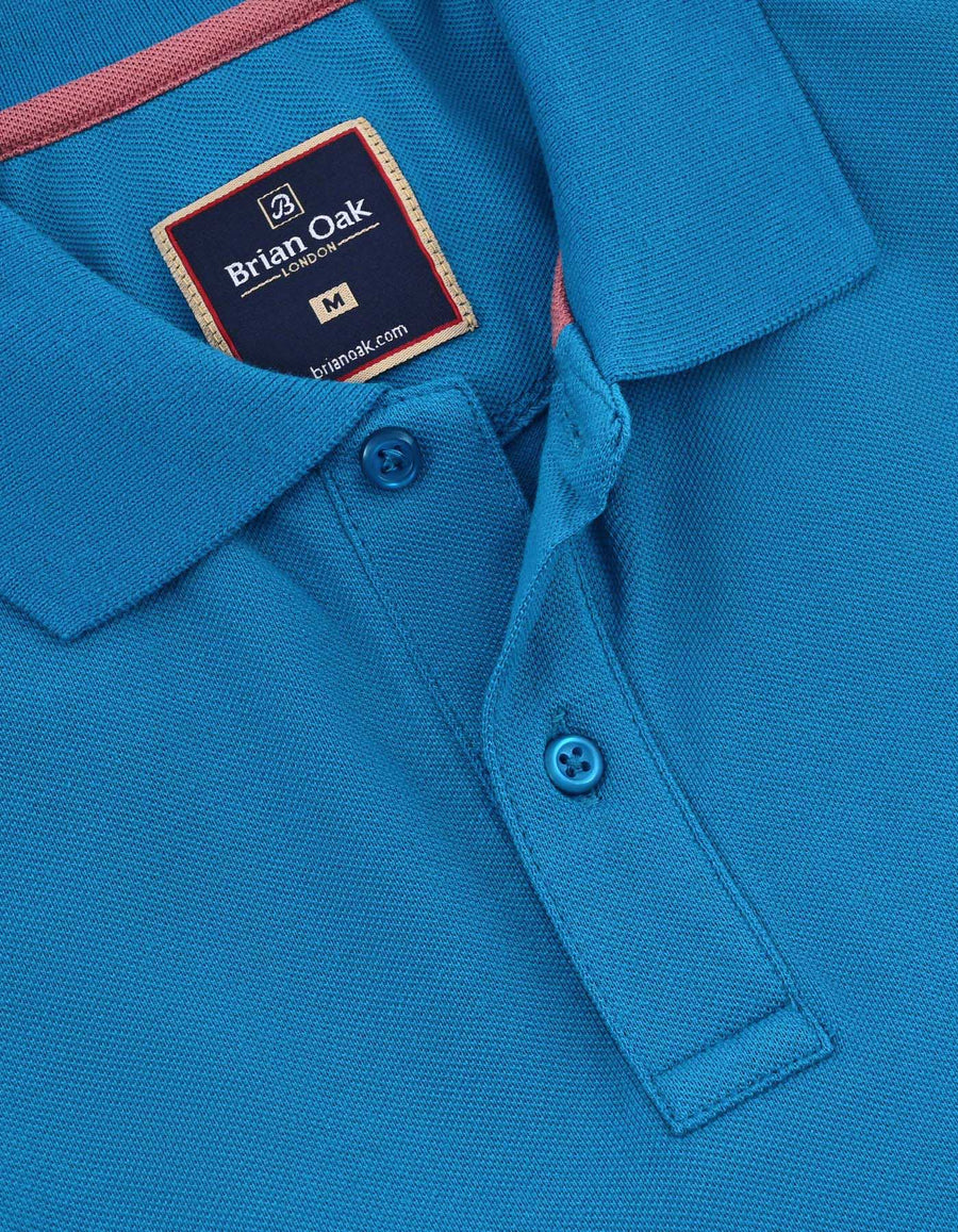 Turquoise Regular Fit Cotton Polo Shirt