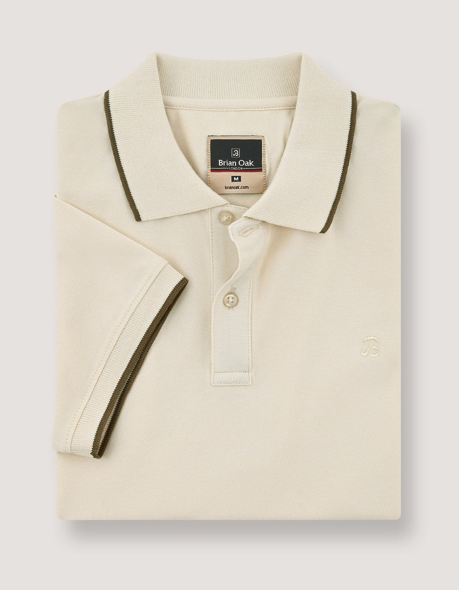 Off White Pique Polo Shirt
