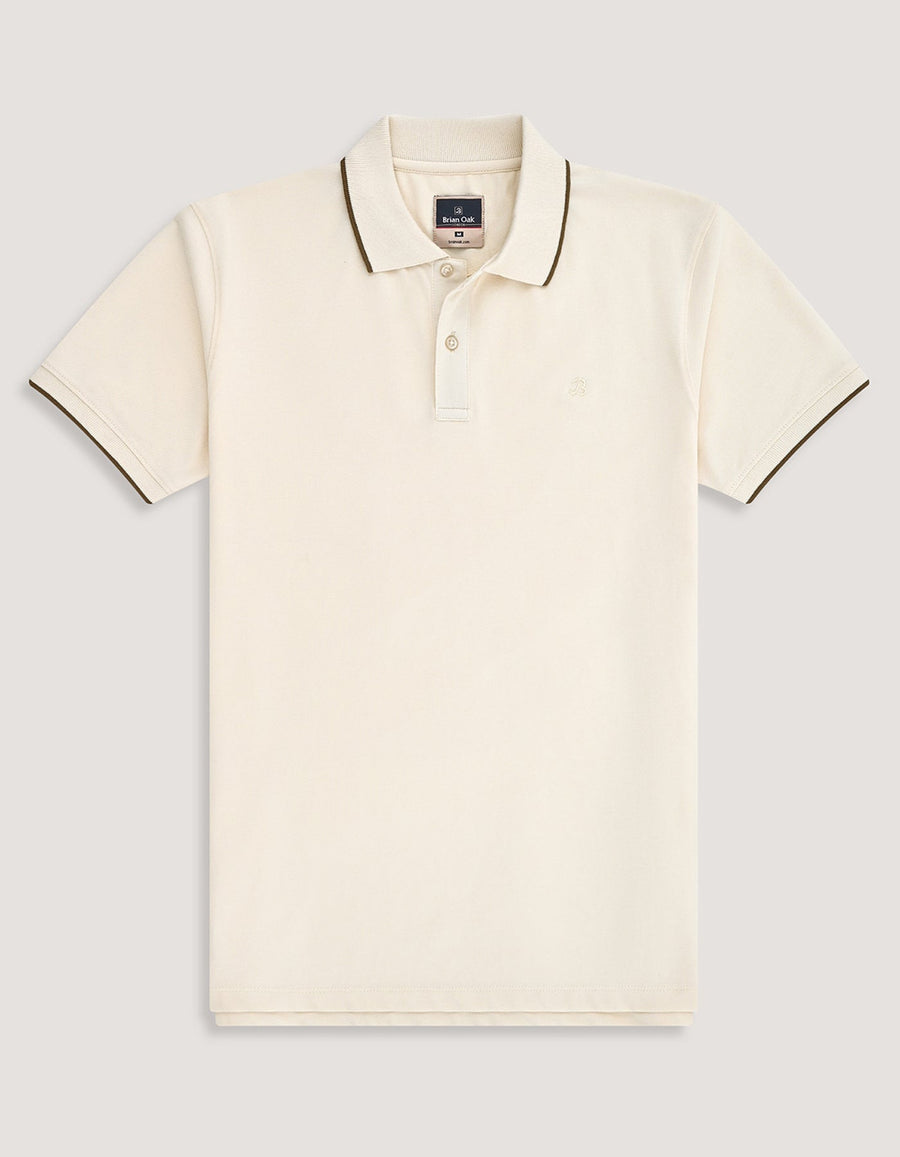 Off White Pique Polo Shirt