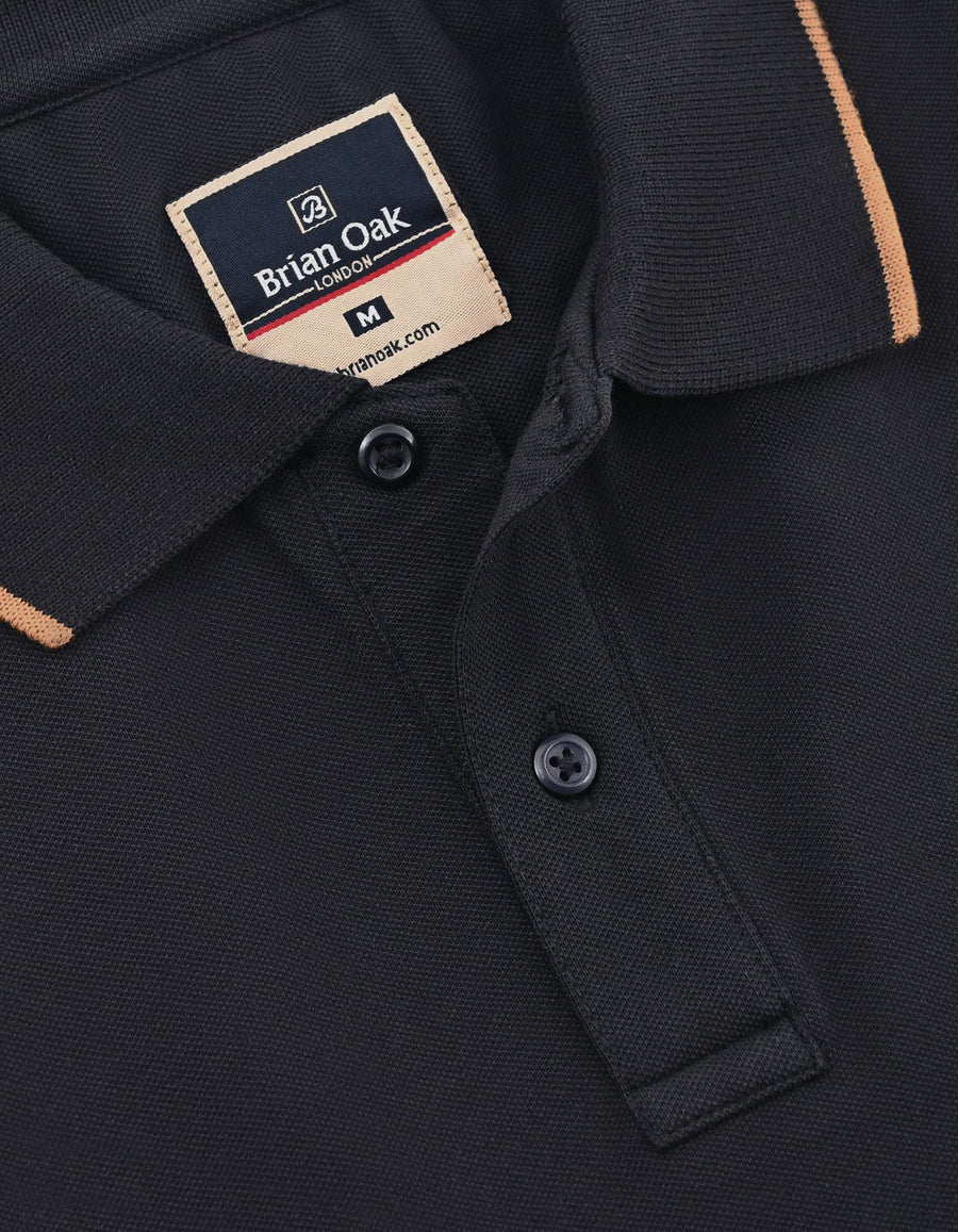 Black Pique Polo Shirt