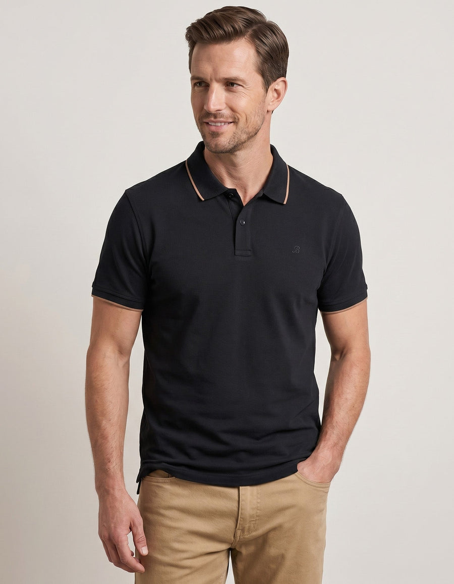 Black Pique Polo Shirt