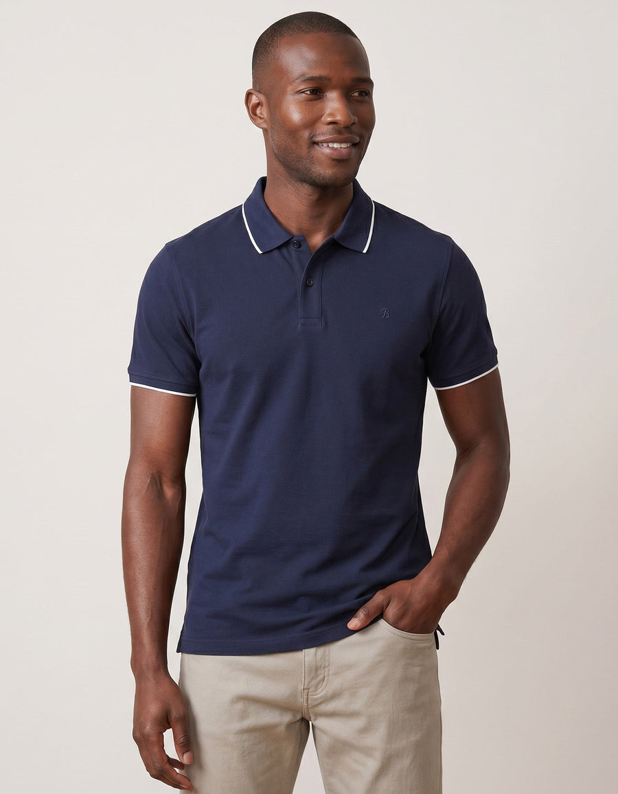 Navy Regular Fit Cotton Polo Shirt